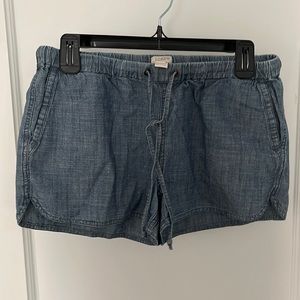 Chambray drawstring shorts